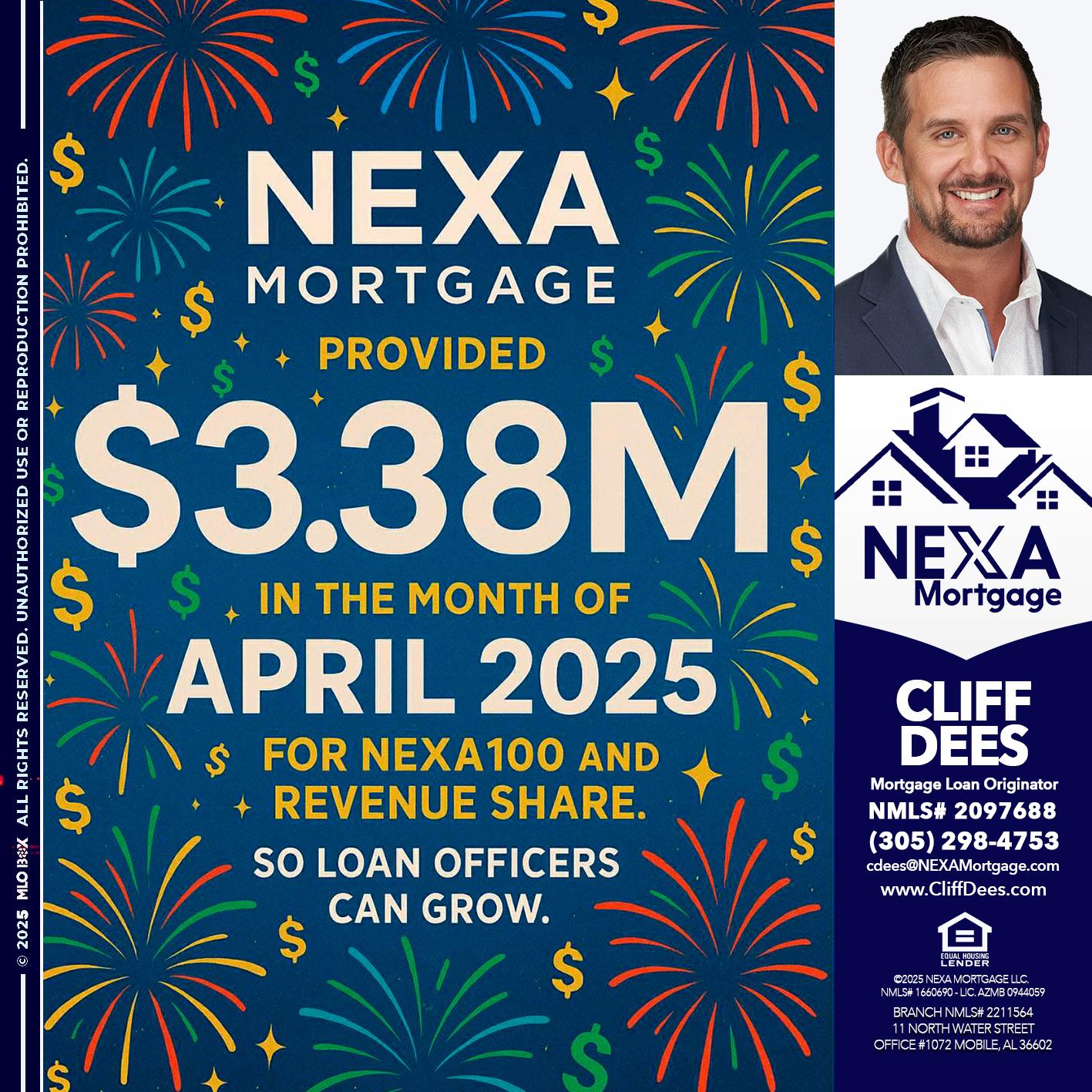 $3.38M - Cliff Dees -Mortgage Loan Originator