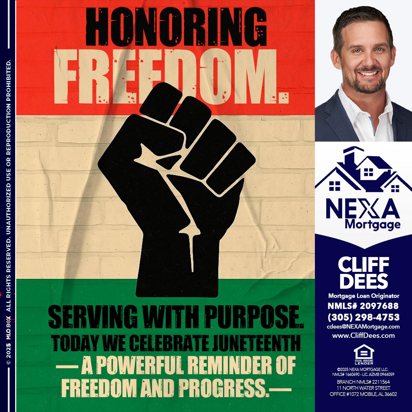 HONORING FREEDOM - Cliff Dees -Mortgage Loan Originator
