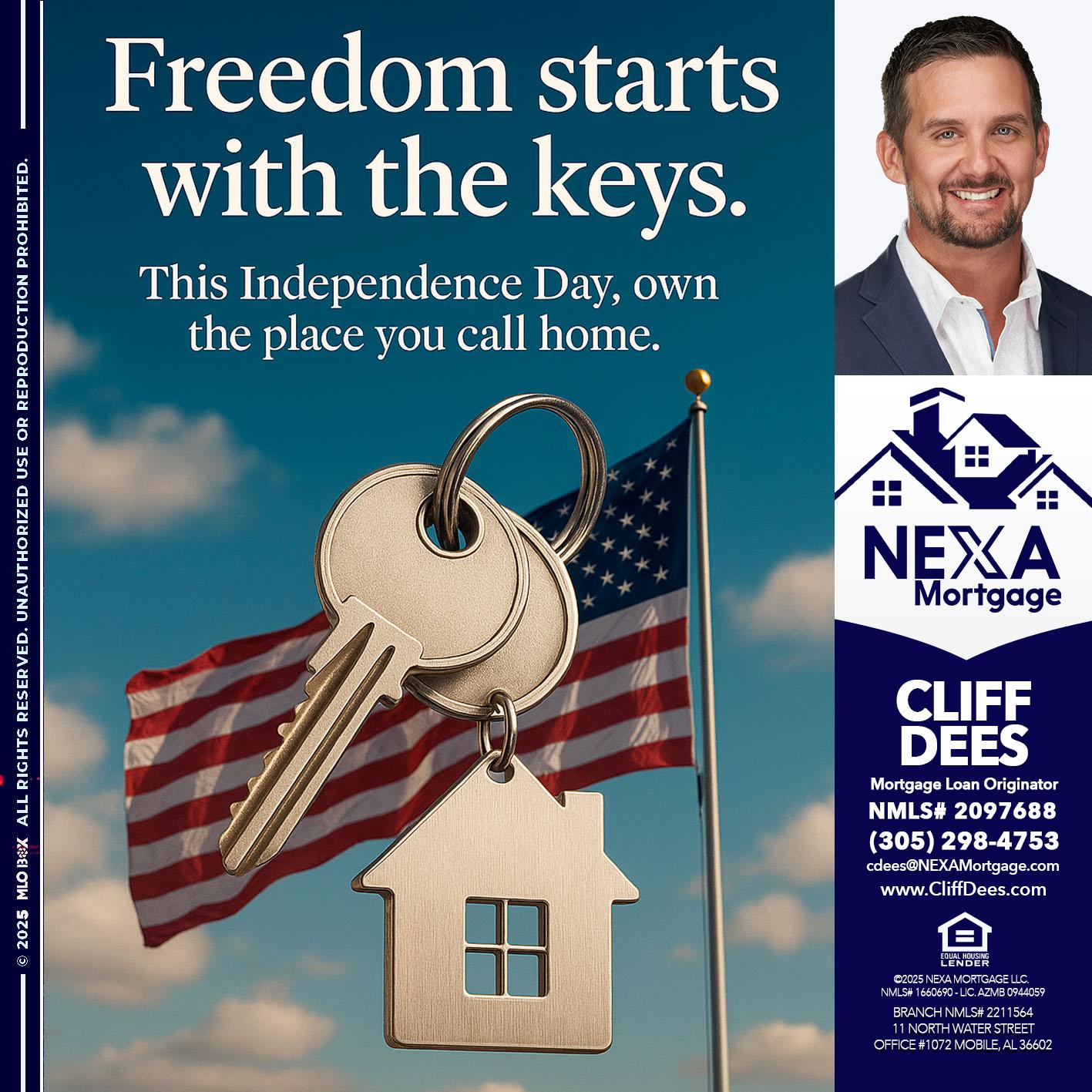 FREEDOM STARTS - Cliff Dees -Mortgage Loan Originator