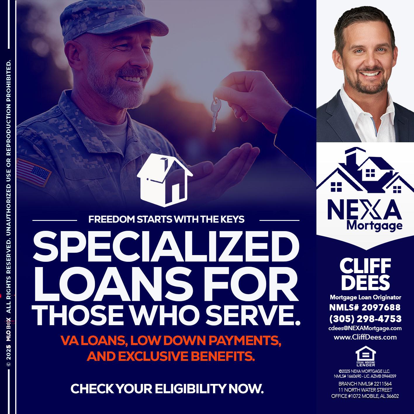 SPECIALIZED LOANS - Cliff Dees -Mortgage Loan Originator