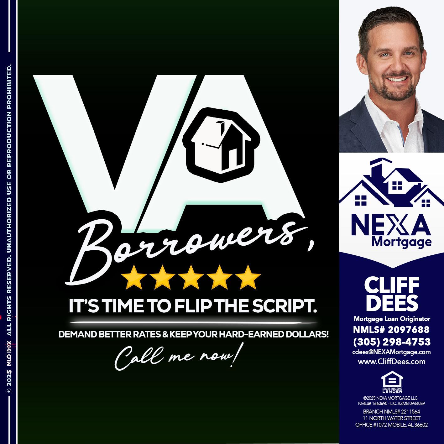 VA BORROWERS - Cliff Dees -Mortgage Loan Originator