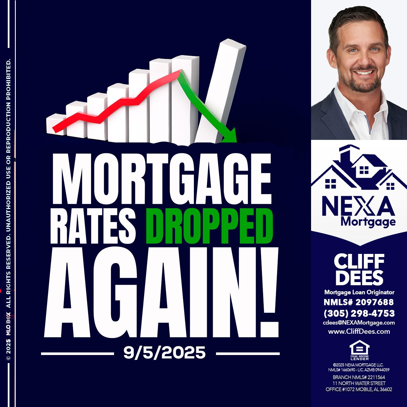 RATES DROP - Cliff Dees -Mortgage Loan Originator