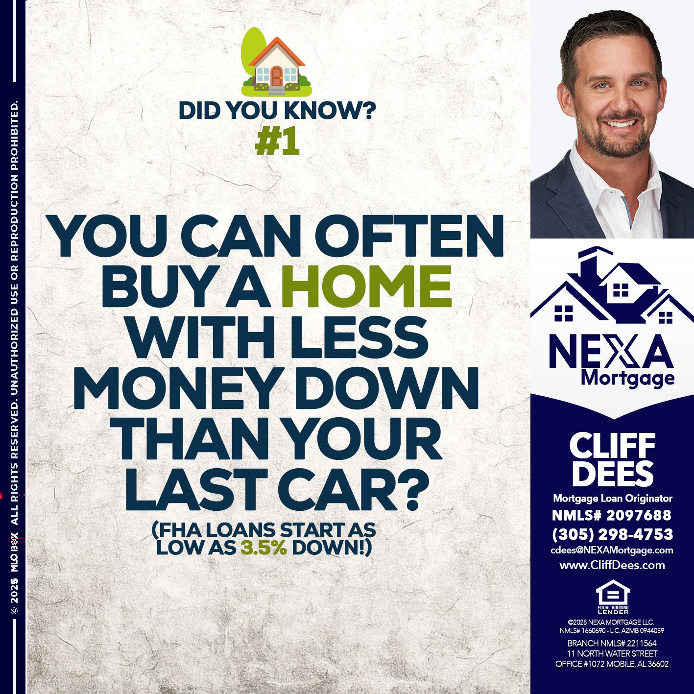 DID YOU KNOW #1 - Cliff Dees -Mortgage Loan Originator