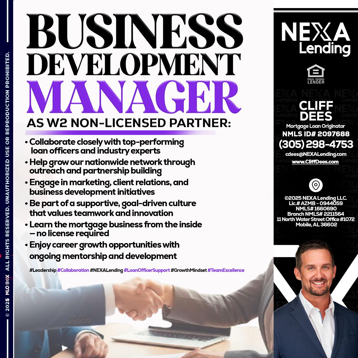 business development - Cliff Dees -Mortgage Loan Originator