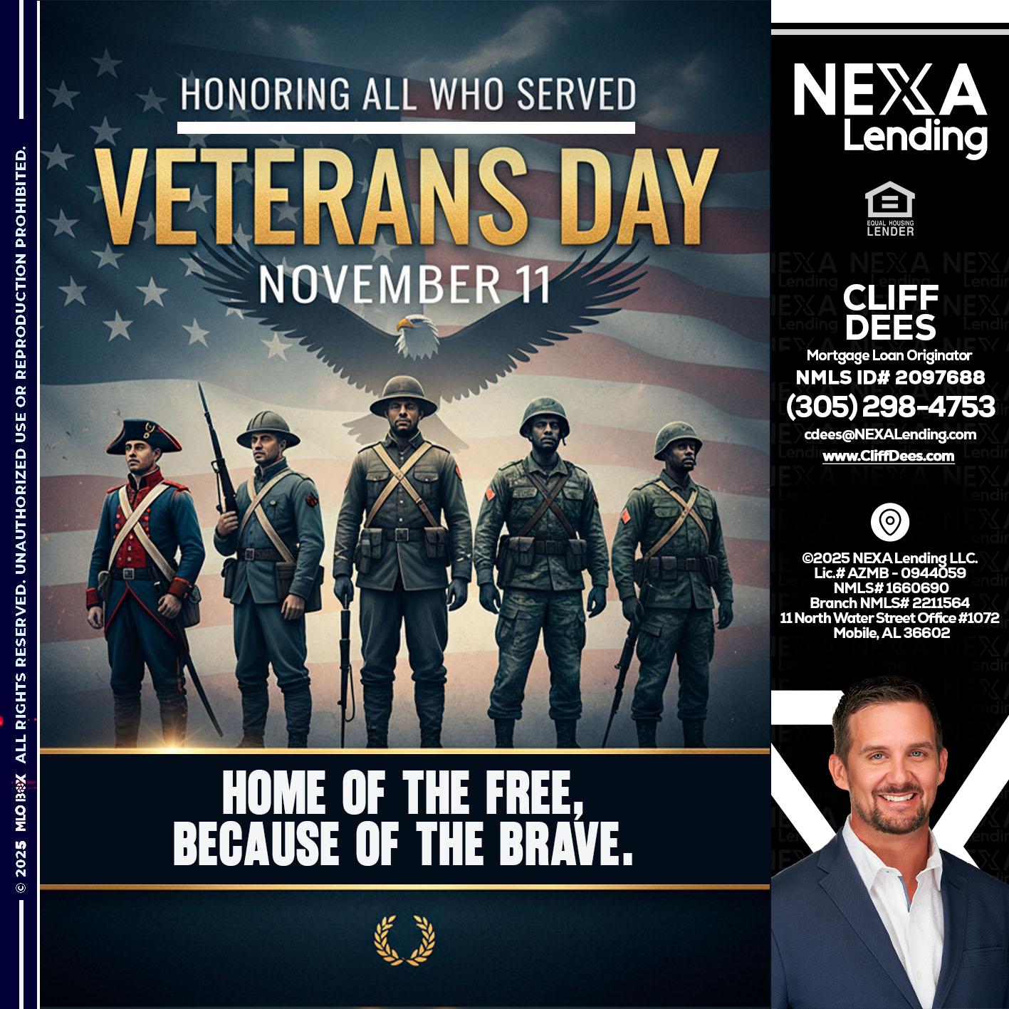 Veterans Day - Cliff Dees -Mortgage Loan Originator