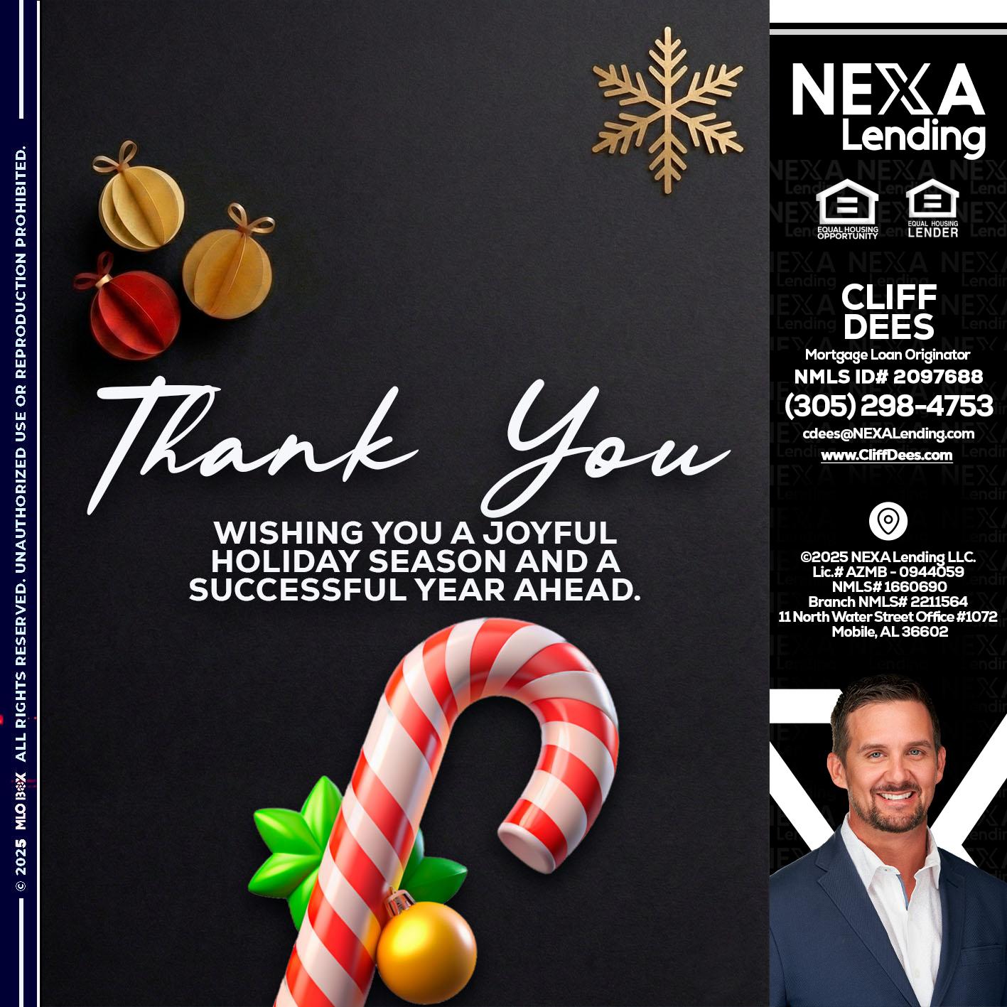 THANK YOU - Cliff Dees -Mortgage Loan Originator