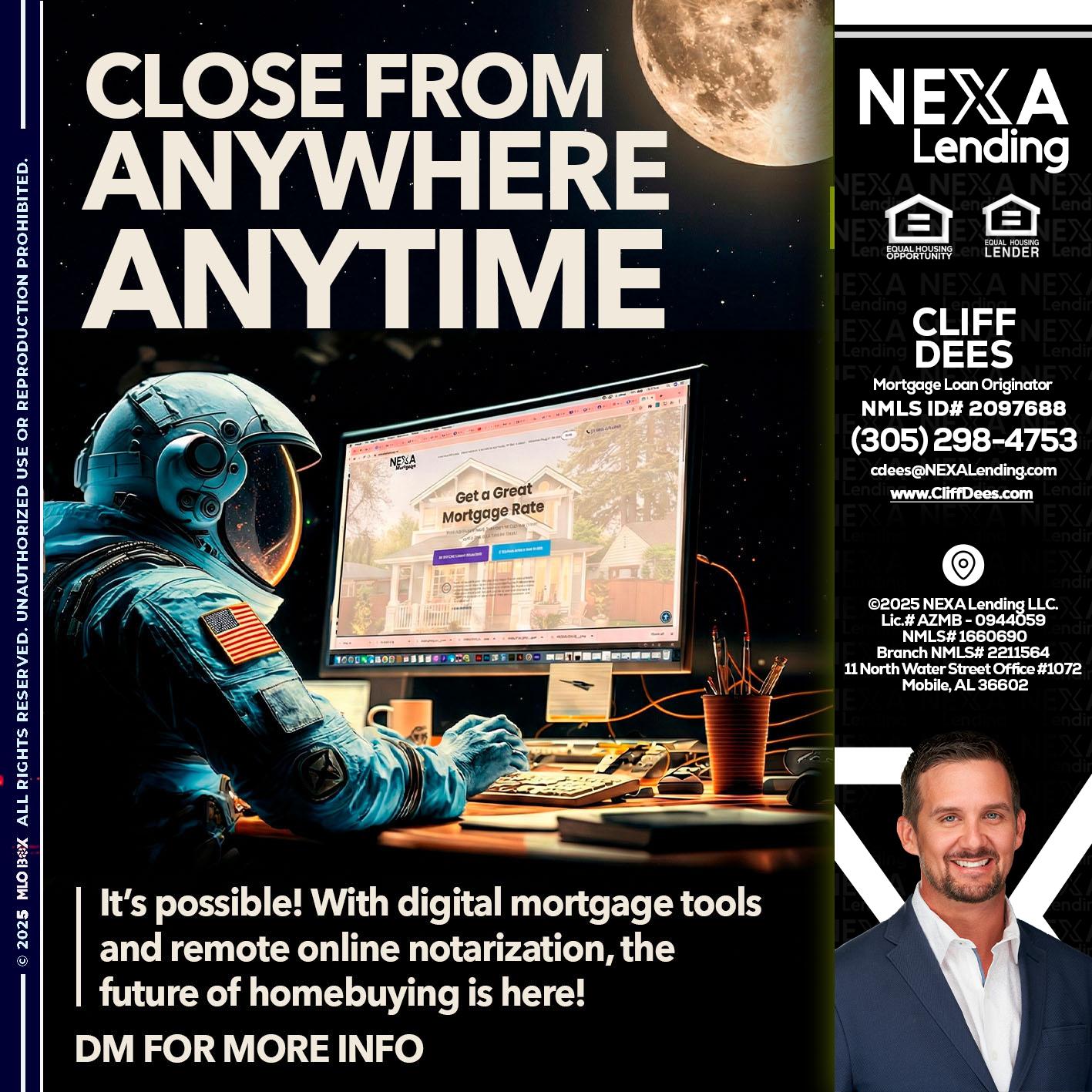 close from - Cliff Dees -Mortgage Loan Originator