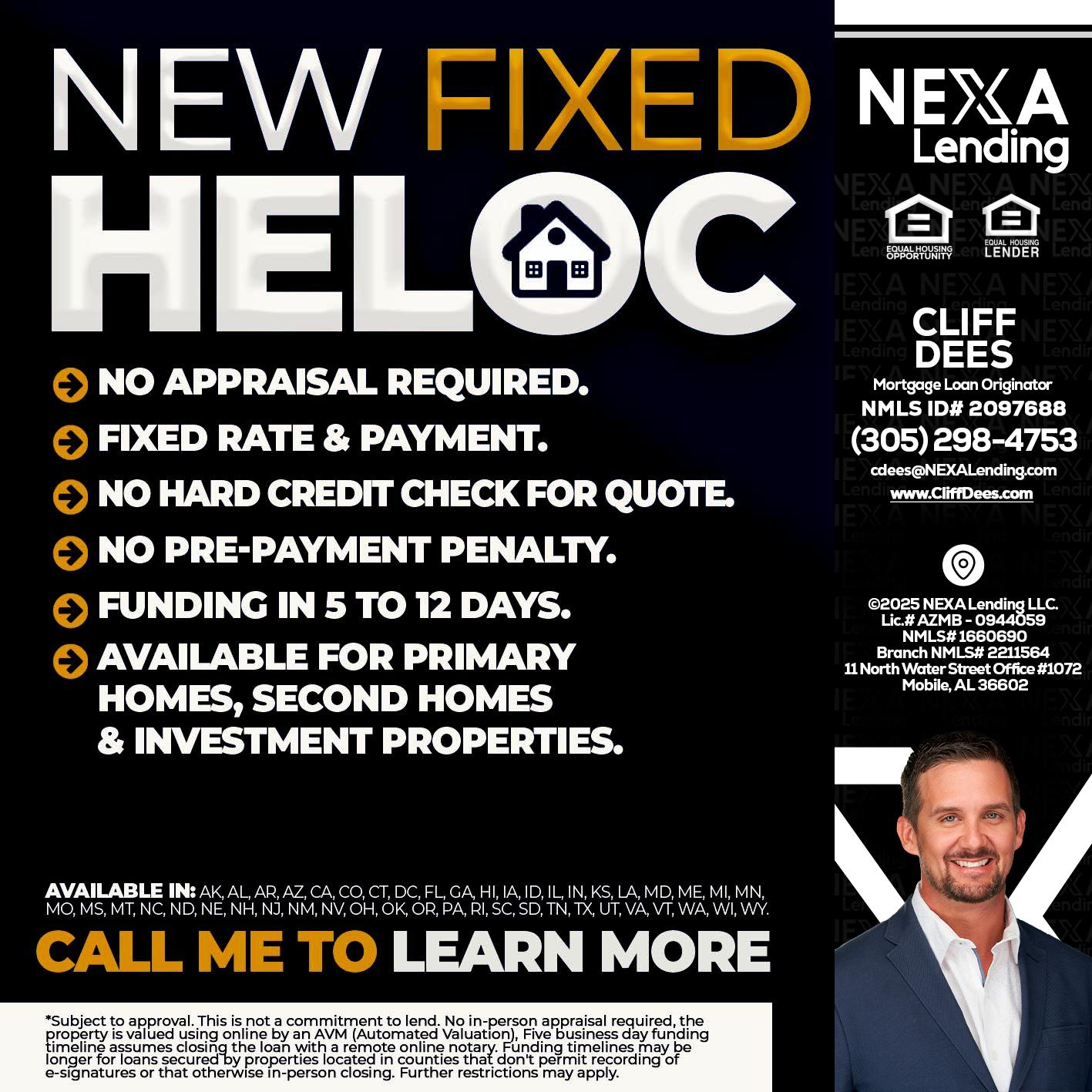 HELOC - Cliff Dees -Mortgage Loan Originator