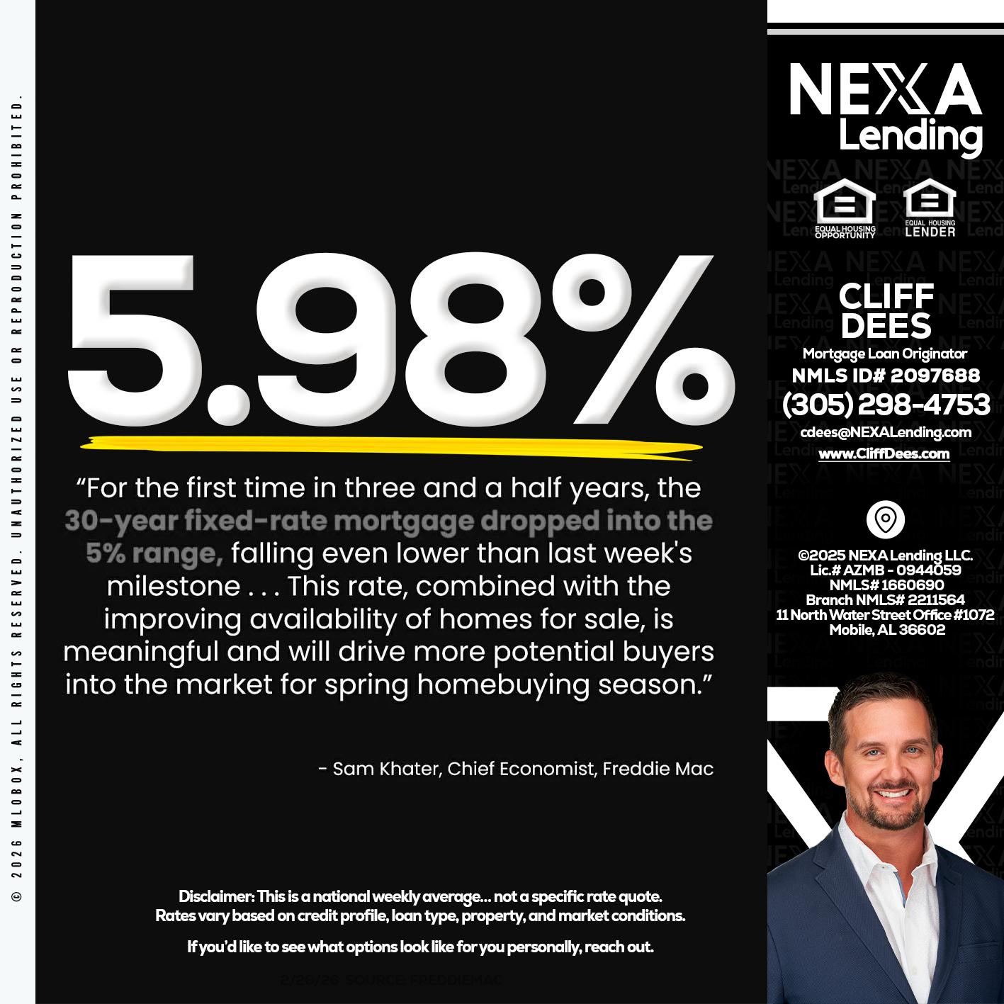 5.98% - Cliff Dees -Mortgage Loan Originator