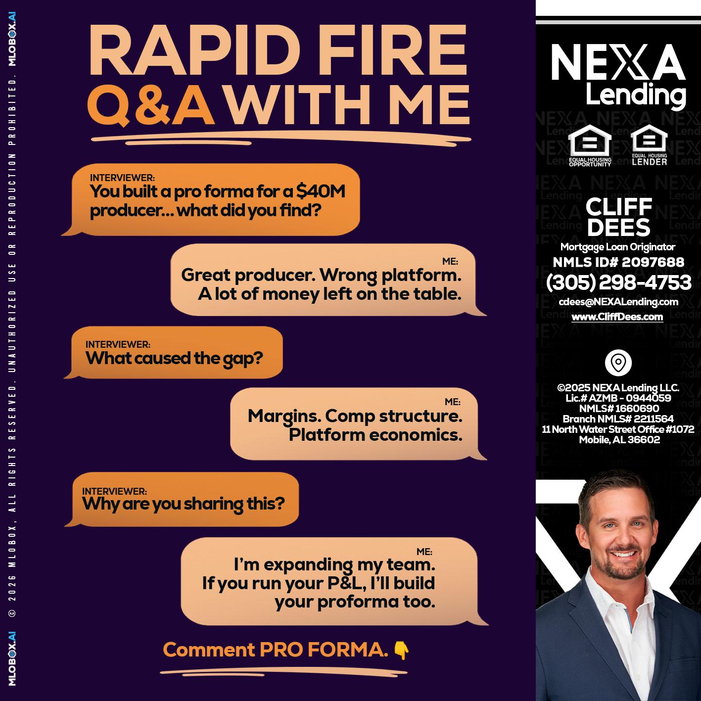 RAPID FIRE - Cliff Dees -Mortgage Loan Originator
