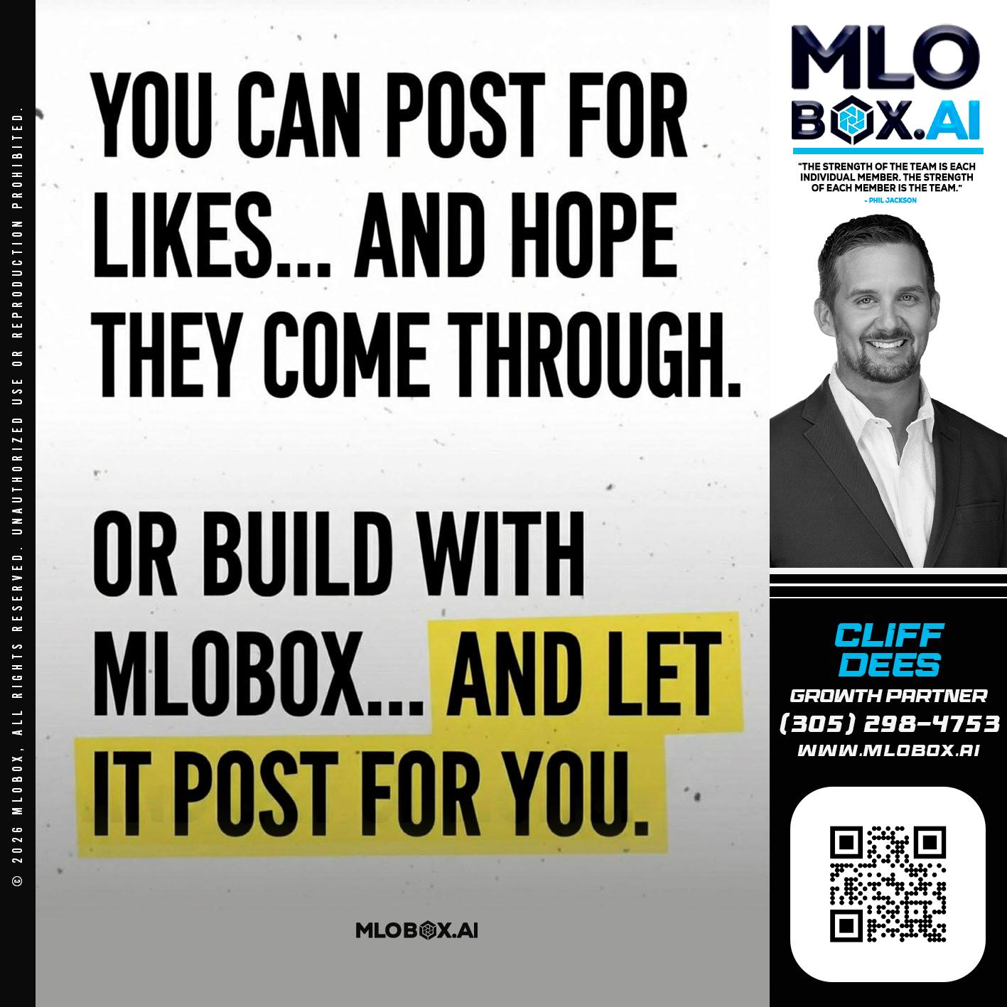 you can post - Cliff Dees -Mortgage Loan Originator