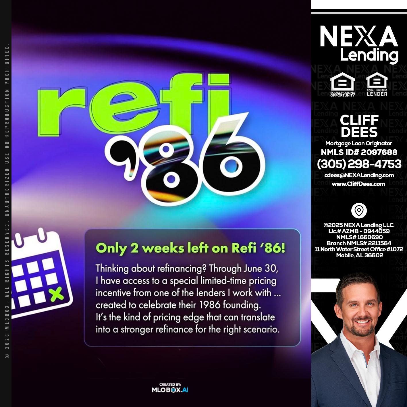 REFI 86 - Cliff Dees -Mortgage Loan Originator