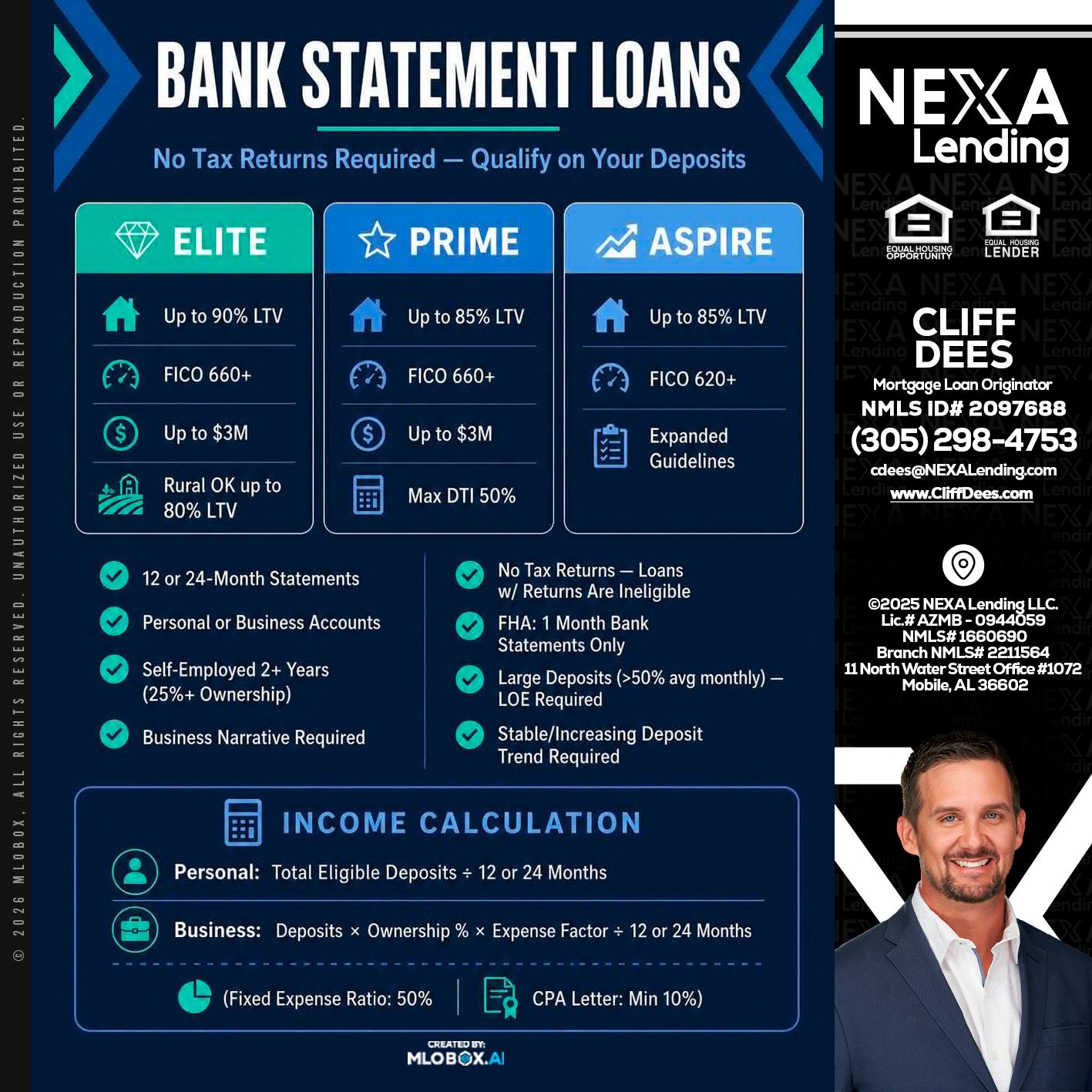 BANK STATEMENT - Cliff Dees -Mortgage Loan Originator