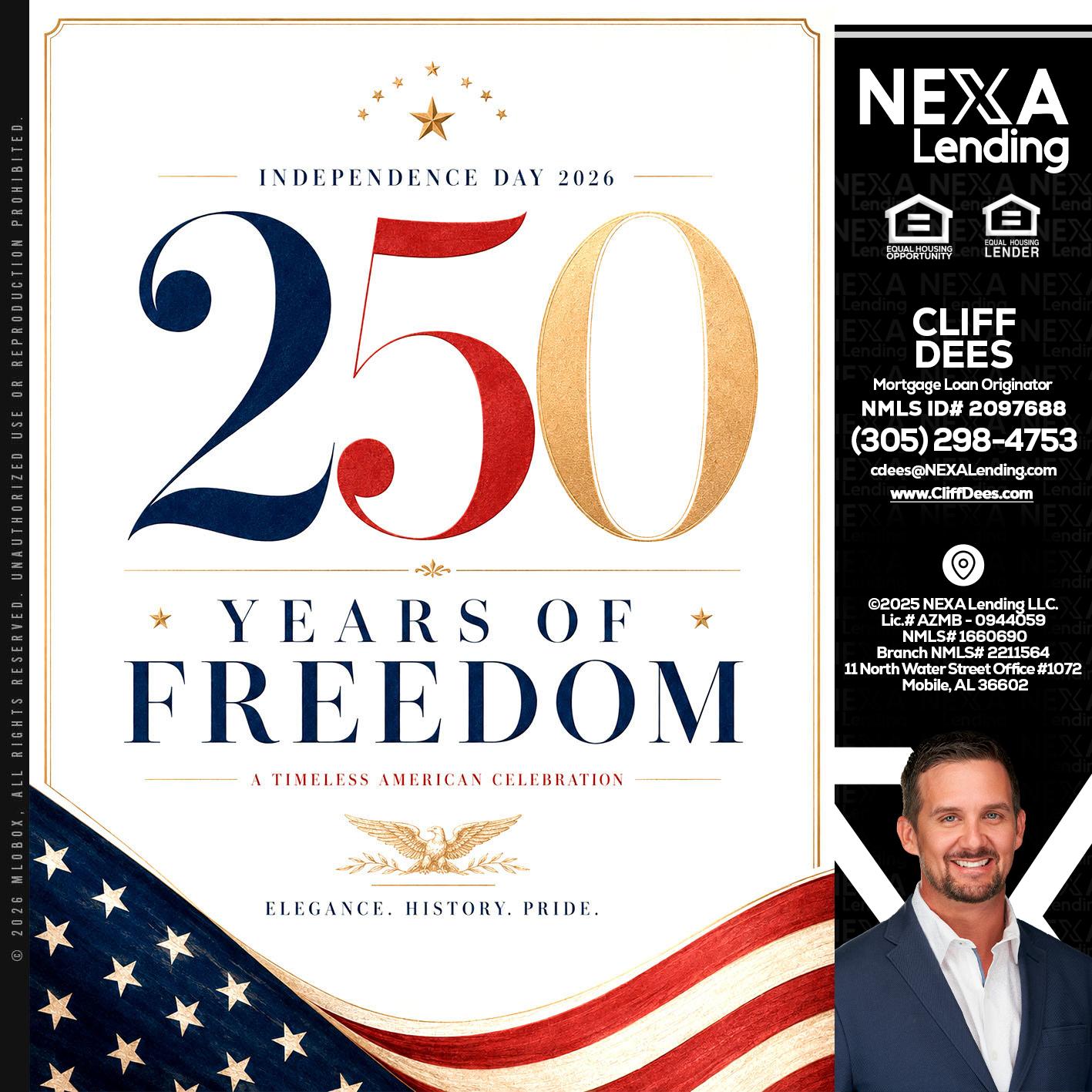 250 YEARS - Cliff Dees -Mortgage Loan Originator
